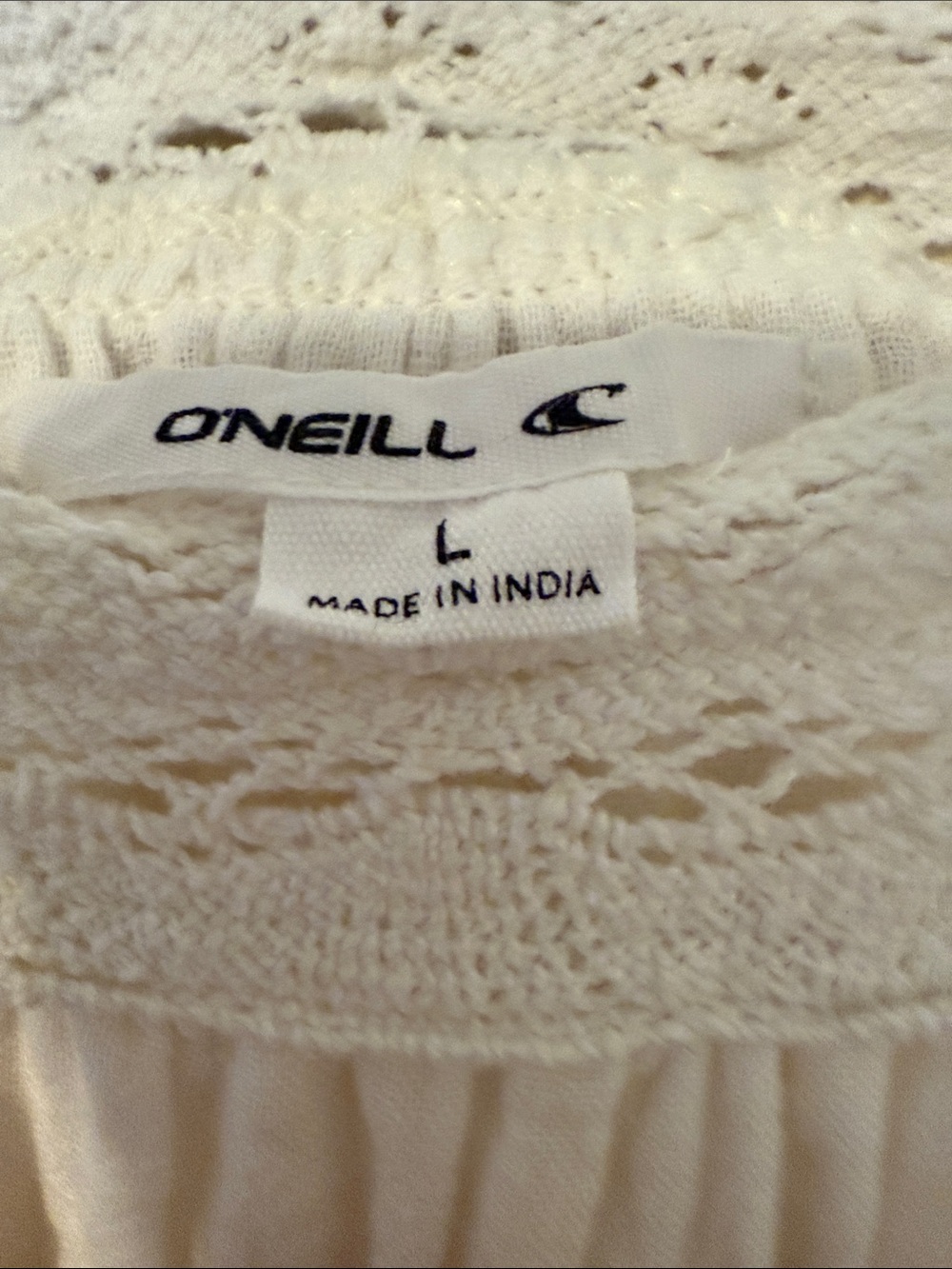 O'Neill White Crochet-Trim Peasant Top - Picture 2 of 5